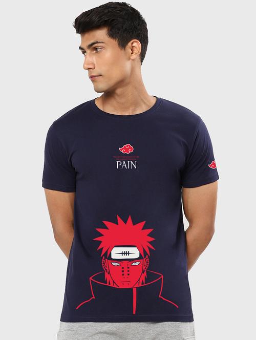 navy blue cotton printed t-shirt - 20753253 - Very Small Image - 1
