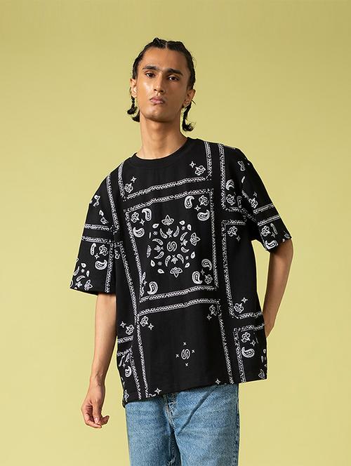 black cotton all over print tshirt - 20753335 - Very Small Image - 1