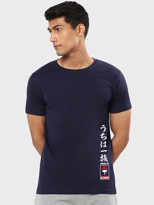 navy blue cotton printed t-shirt - 20753513 - Very Small Image - 1