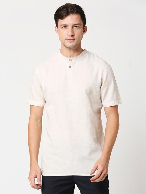 beige cotton plain t-shirt - 20754031 - Very Small Image - 1