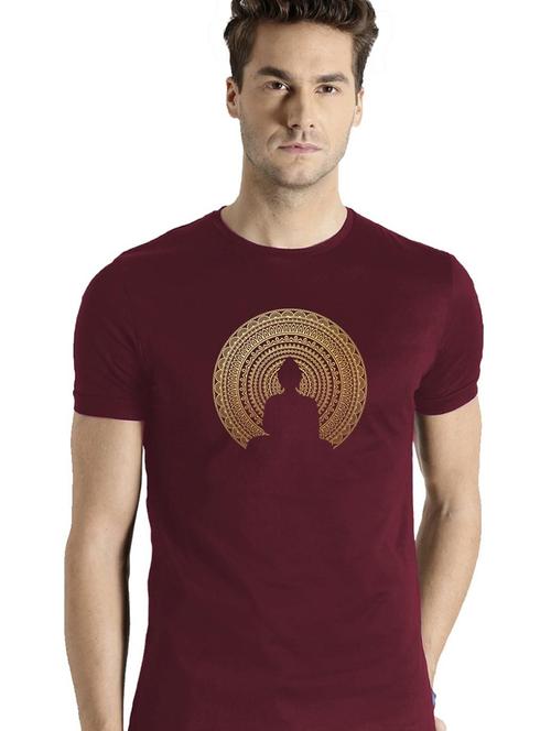 maroon cotton printed t-shirt - 20754121 - Very Small Image - 1