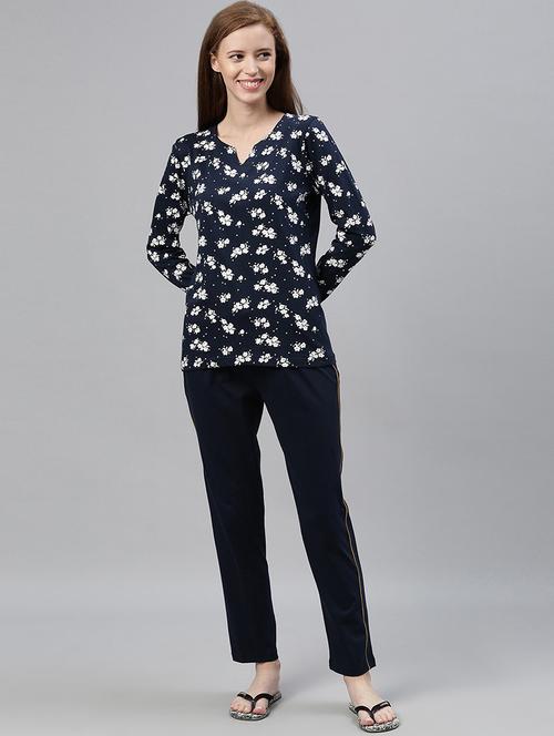 women printed round neck regular t-shirt & pyjama set - 20754517 - Very Small Image - 1
