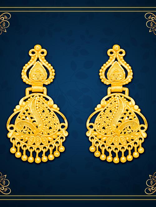 gold plated metal drop earring - 20754610 - Very Small Image - 1