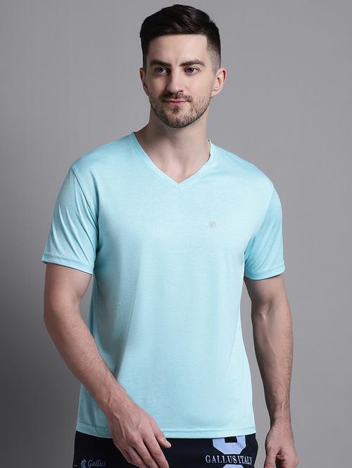 solid turquoise polyester t-shirt - 20757344 - Very Small Image - 1