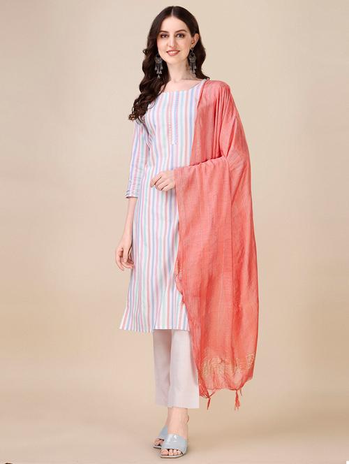 women multi color stripes kurta pant set with dupatta - 20763758 - Very Small Image - 1