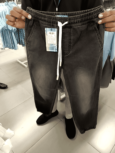 dark grey pc knitted denim jean - 20764190 - Very Small Image - 1