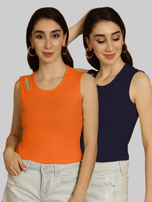 pack of 2 multi colored sleeveless crop top - 20764367 - Very Small Image - 1