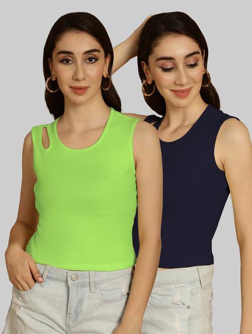 pack of 2 solid multi colored sleeveless top - 20764508 - Very Small Image - 1