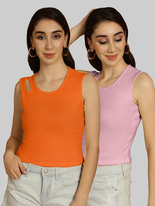 pack of 2 solid multi colored sleeveless top - 20764569 - Very Small Image - 1