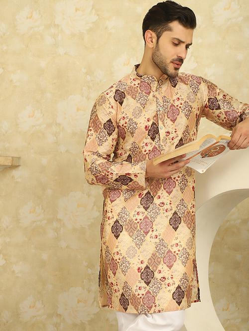 men printed long sleeve kurta - 20766335 - Very Small Image - 1
