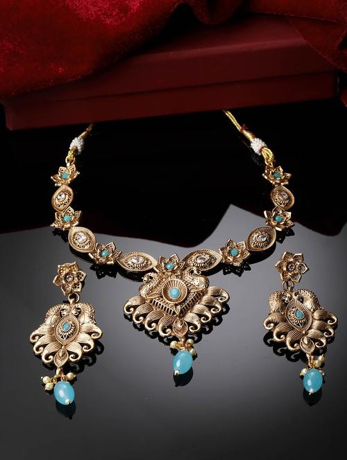 gold-plated necklace and earring set - 20766420 - Very Small Image - 1