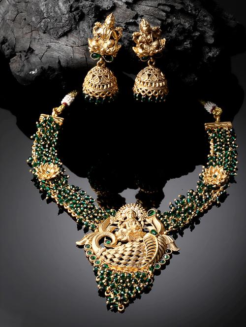 women gold plated necklace & earrings set - 20766436 - Very Small Image - 1