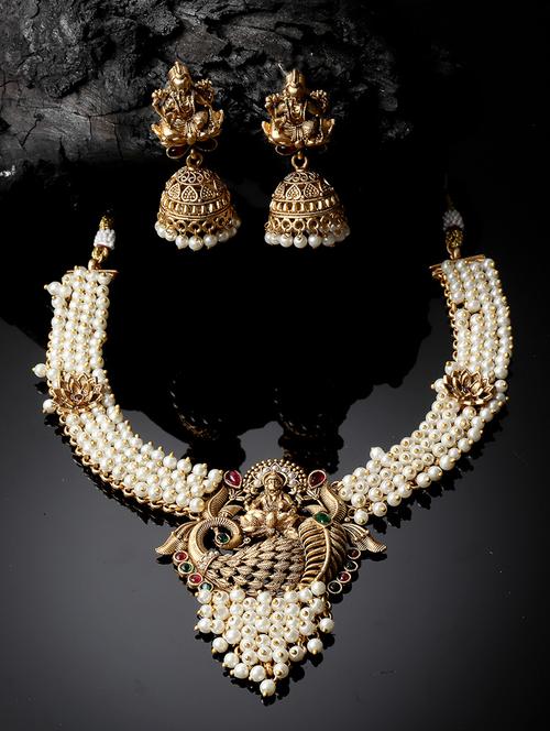 gold gold plated necklace and earring - 20766437 - Very Small Image - 1