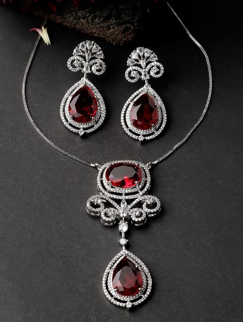 silver metal necklace and earring - 20766448 - Very Small Image - 1