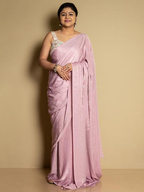 lavender solid plain saree - 20766901 - Very Small Image - 1