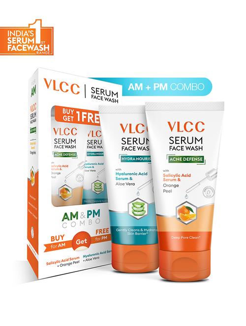 vlcc salicylic acid & orange peel serum facewash for am & aloe vera serum facewash for pm ( 150ml each ) - 20767191 - Very Small Image - 1