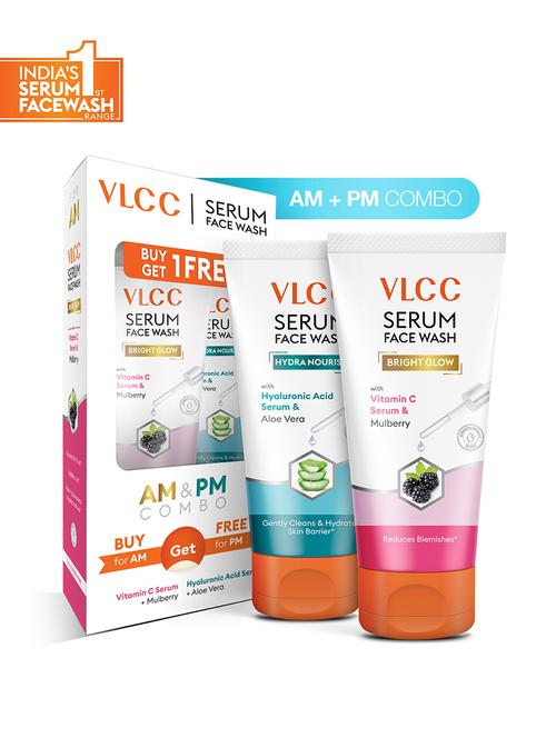 vlcc vitamin c & mulberry serum facewash for am & aloe vera serum facewash for pm ( 150ml each ) - 20767192 - Very Small Image - 1