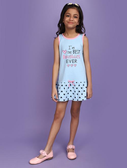 light blue printed casual frock - 20767399 - Very Small Image - 1