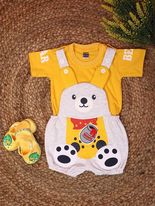 yellow printed detailed dungaree - 20767445 - Very Small Image - 1