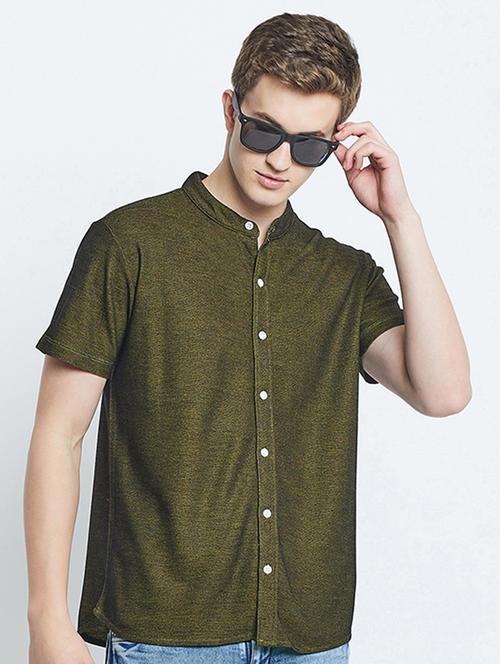 olive polyester casual shirt - 20768352 - Very Small Image - 1