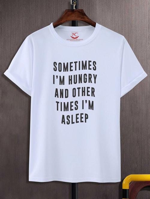 unisex white typographic printed t-shirt - 20777298 - Very Small Image - 1