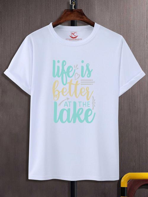 unisex white typographic printed t-shirt - 20777323 - Very Small Image - 1