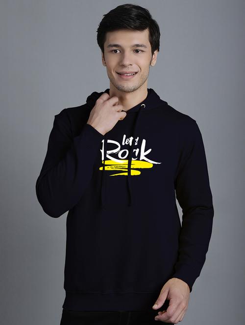 navy blue fleece chest print sweatshirt - 20794960 - Very Small Image - 1
