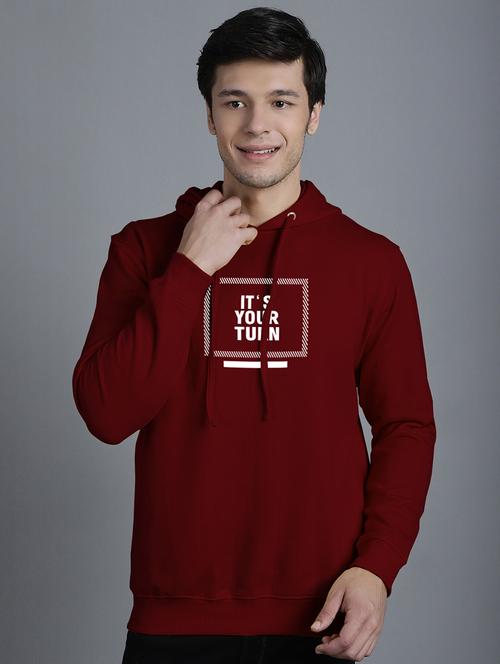 maroon fleece chest print sweatshirt - 20794977 - Very Small Image - 1