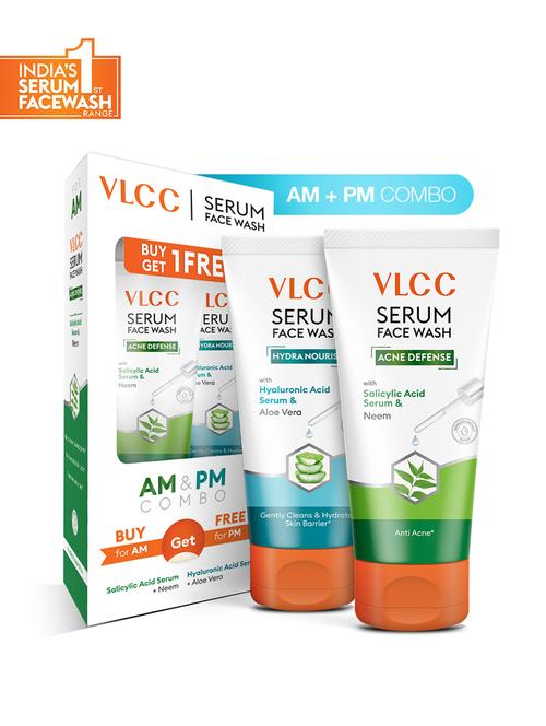vlcc salicylic acid & neem serum facewash for am & aloe vera serum facewash for pm ( 150ml each ) - 20795259 - Very Small Image - 1