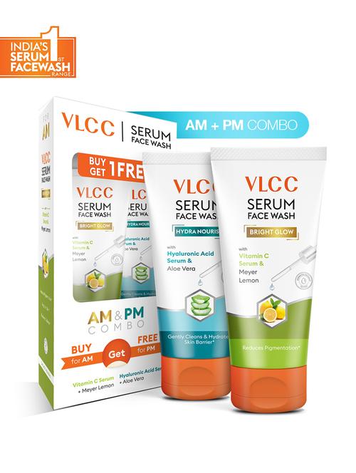 vlcc vitamin c & meyer lemon serum facewash for am & aloe vera serum facewash for pm ( 150ml each ) - 20795260 - Very Small Image - 1