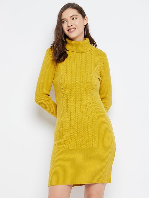 mustard wool bodycon dress - 20796498 - Very Small Image - 1