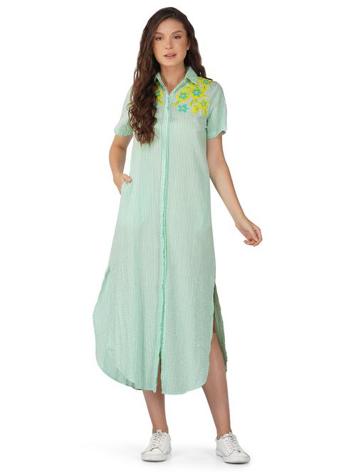 women collared embroidered shirt dress - 20796559 - Very Small Image - 1