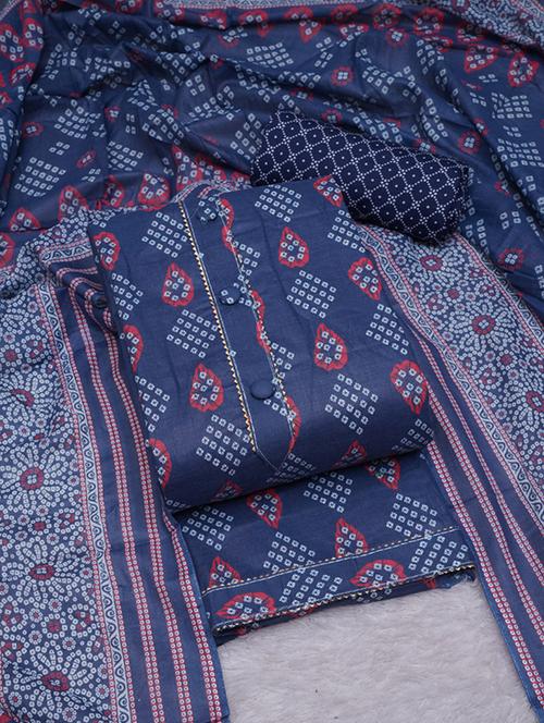 navy blue striped unstitched suit set - 20796768 - Very Small Image - 1