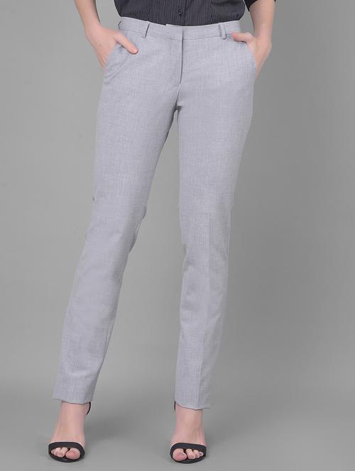 grey solid mid rise trouser - 20796975 - Very Small Image - 1