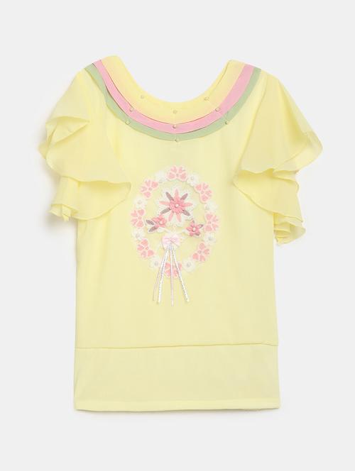 yellow self design detailed casual top - 20797092 - Very Small Image - 1
