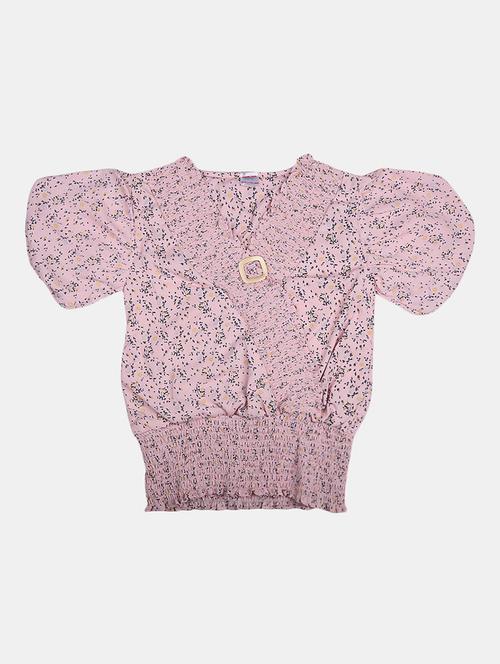 pink floral printed detailed casual top - 20797120 - Very Small Image - 1