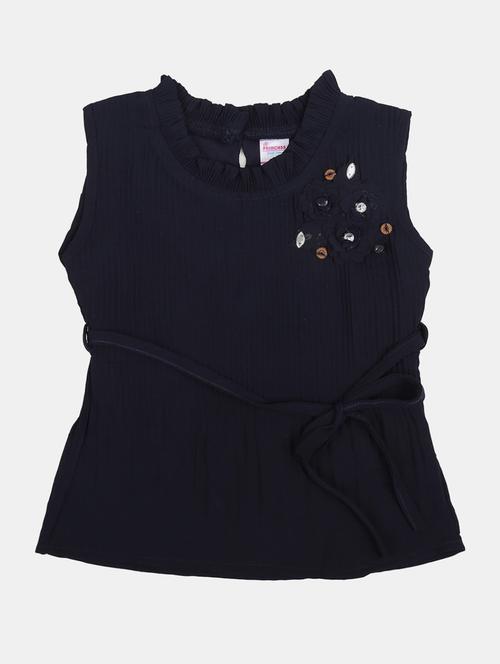 girls solid color round neck top - 20797492 - Very Small Image - 1