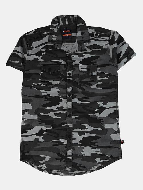 grey printed cotton casual shirt - 20797873 - Very Small Image - 1
