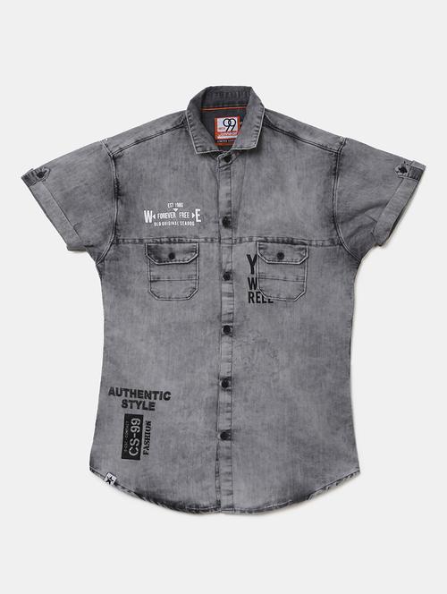 grey printed detailed casual shirt - 20797901 - Very Small Image - 1
