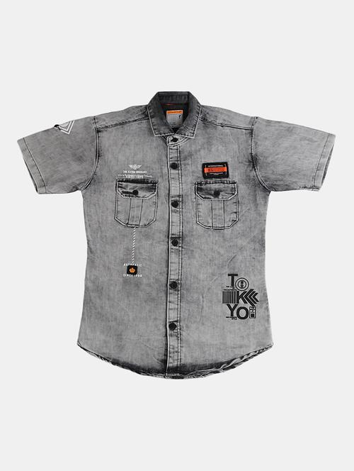 grey printed detailed casual shirt - 20797906 - Very Small Image - 1