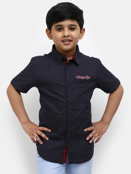 navy blue printed detailed casual shirt - 20797913 - Very Small Image - 1