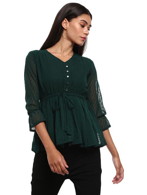 green cotton peplum top - 20798223 - Very Small Image - 1