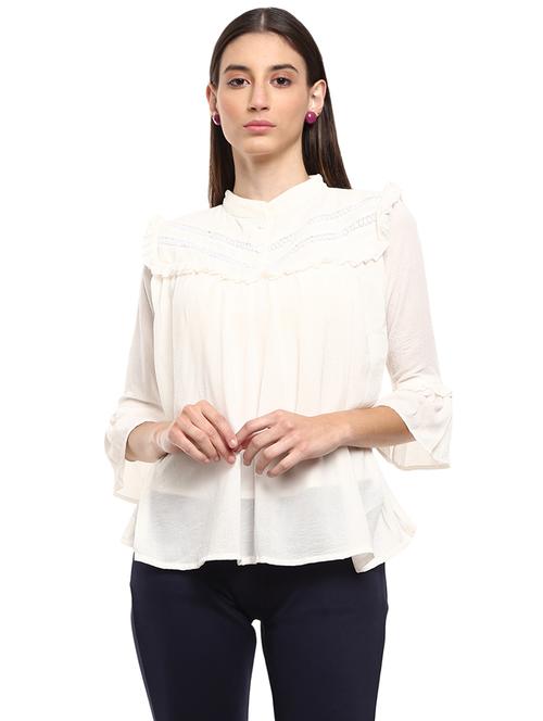 off white self design detailed casual top - 20798226 - Very Small Image - 1