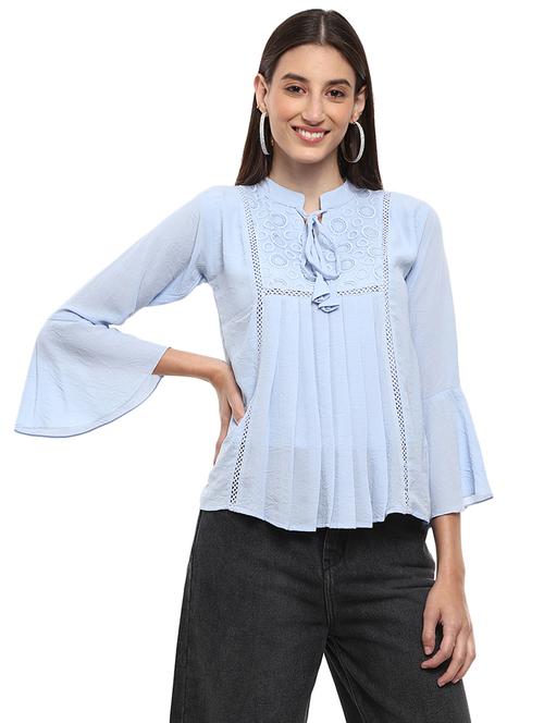 light blue cotton regular top - 20798227 - Very Small Image - 1