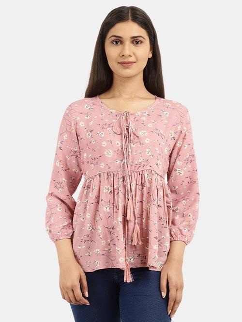 pink floral printed detailed casual top - 20798375 - Very Small Image - 1
