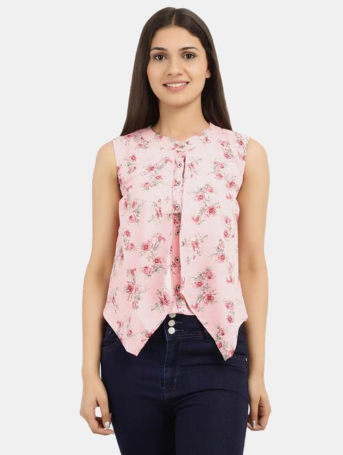 pink floral printed detailed casual top - 20798376 - Very Small Image - 1