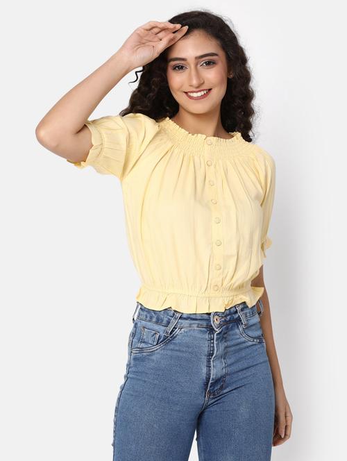 women yellow solid regular top - 20798441 - Very Small Image - 1