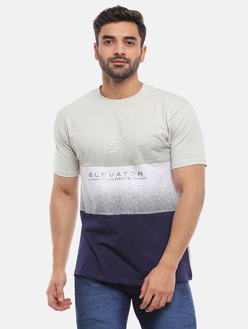 men round neck color block t-shirt - 20800014 - Very Small Image - 1