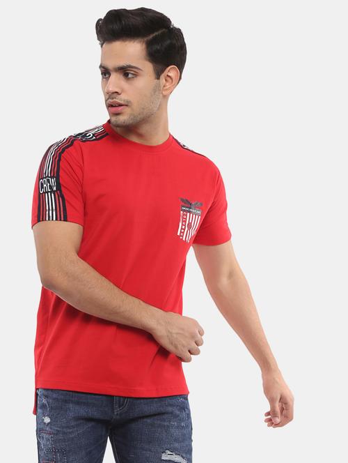 red cotton chest print tshirt - 20800067 - Very Small Image - 1