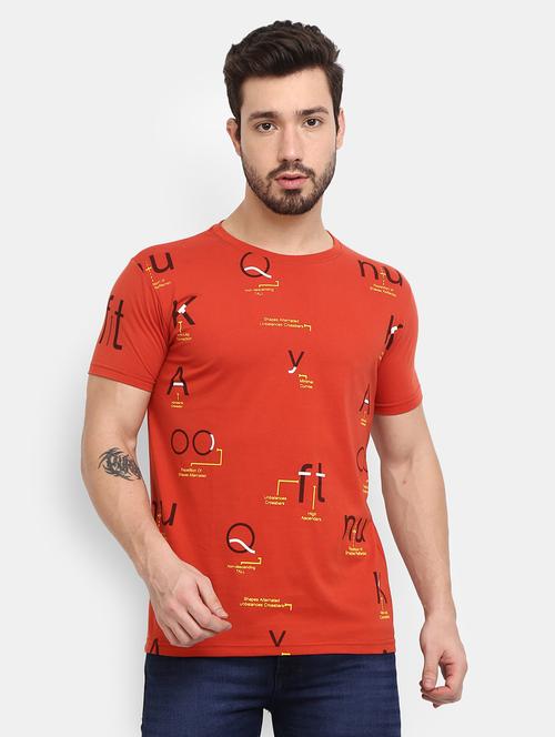 rust cotton print t-shirt - 20800273 - Very Small Image - 1